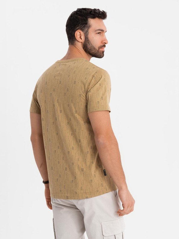 Ombre Clothing Tricou din bumbac cu imprimeu și decolteu rotund - verde măsliniu închis