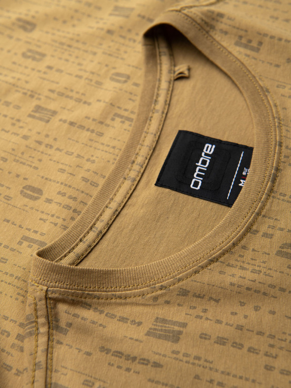 Ombre Clothing Tricou din bumbac cu imprimeu și decolteu rotund - verde măsliniu închis