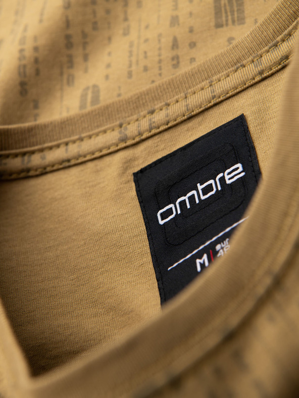 Ombre Clothing Tricou din bumbac cu imprimeu și decolteu rotund - verde măsliniu închis