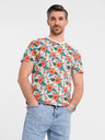 Ombre Clothing Tricou din bumbac pentru bărbați cu model floral și imprimeu total - alb