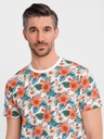 Ombre Clothing Tricou din bumbac pentru bărbați cu model floral și imprimeu total - alb