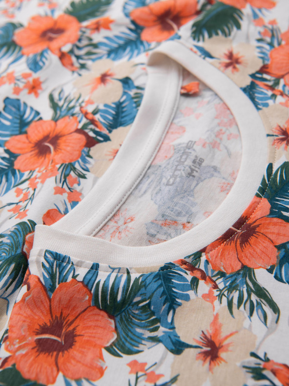 Ombre Clothing Tricou din bumbac pentru bărbați cu model floral și imprimeu total - alb