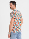 Ombre Clothing Tricou din bumbac pentru bărbați cu model floral și imprimeu total - alb