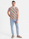 Ombre Clothing Tricou din bumbac pentru bărbați cu model floral și imprimeu total - alb