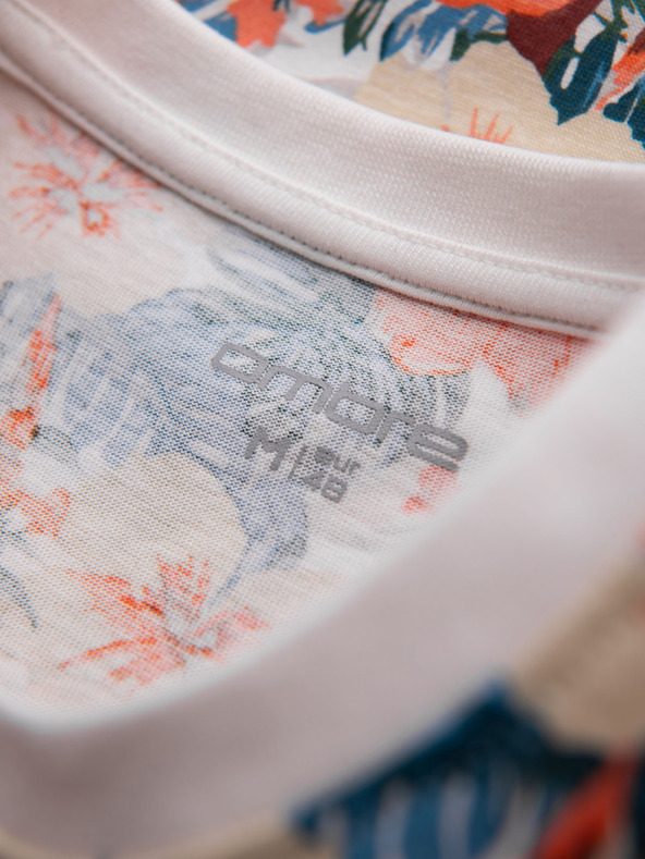 Ombre Clothing Tricou din bumbac pentru bărbați cu model floral și imprimeu total - alb