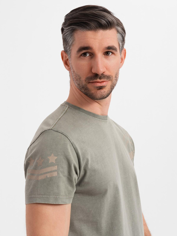 Ombre Clothing Tricou din bumbac cu imprimeu și decolteu rotund - negru