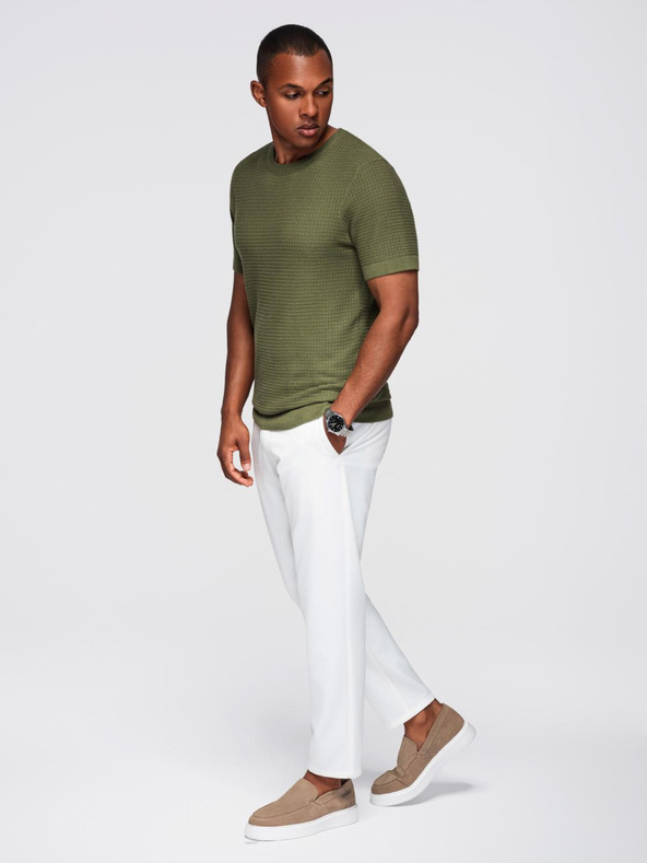 Ombre Clothing Tricou tricotat structurat pentru bărbați - măsliniu