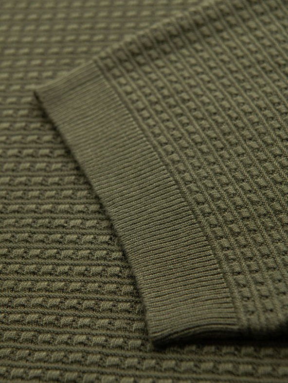 Ombre Clothing Tricou tricotat structurat pentru bărbați - măsliniu