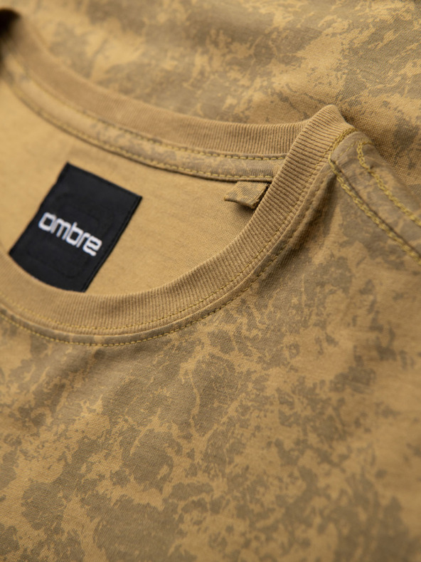 Ombre Clothing Tricou din bumbac cu model pentru bărbați cu mânecă scurtă - măsliniu