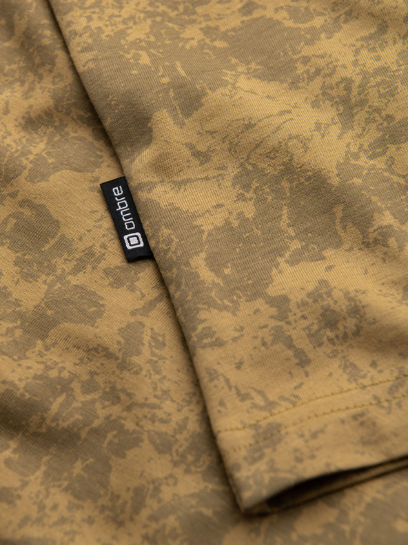 Ombre Clothing Tricou din bumbac cu model pentru bărbați cu mânecă scurtă - măsliniu