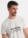 Ombre Clothing Tricou pentru bărbați cu imprimeu și decolteu rotund - alb