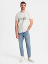 Ombre Clothing Tricou pentru bărbați cu imprimeu și decolteu rotund - alb