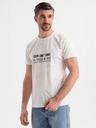 Ombre Clothing Tricou pentru bărbați cu imprimeu și decolteu rotund - alb