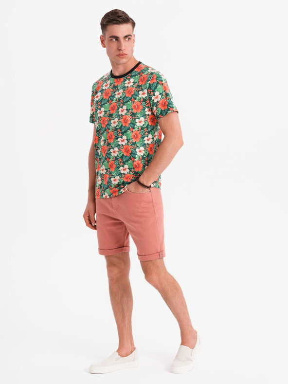 Ombre Clothing Tricou din bumbac pentru bărbați cu imprimeu floral - negru