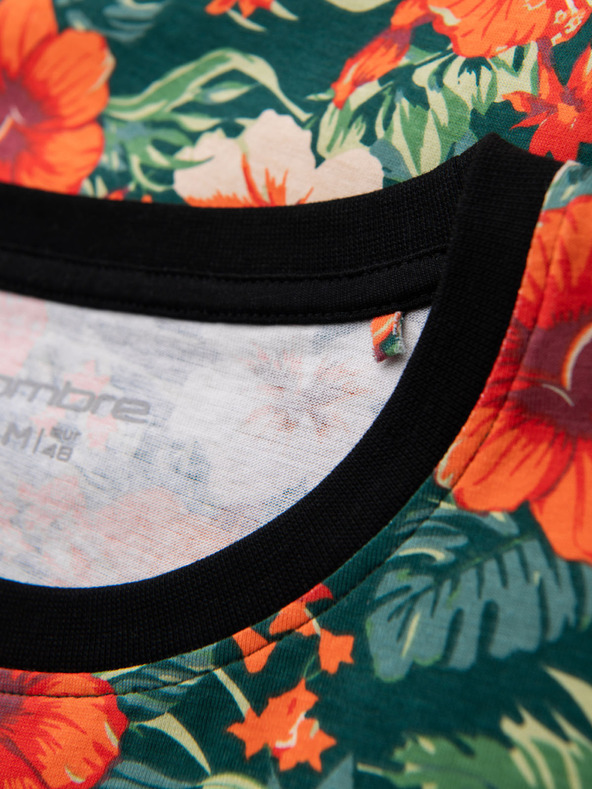 Ombre Clothing Tricou din bumbac pentru bărbați cu imprimeu floral - negru