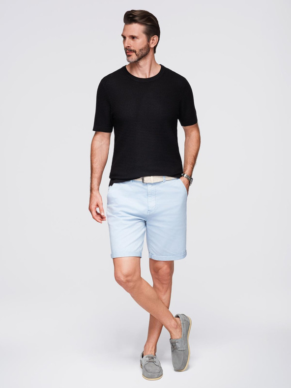 Ombre Clothing Tricou tricotat structurat pentru bărbați - negru