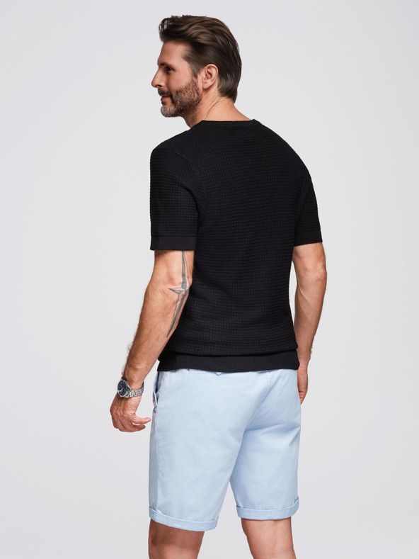 Ombre Clothing Tricou tricotat structurat pentru bărbați - negru