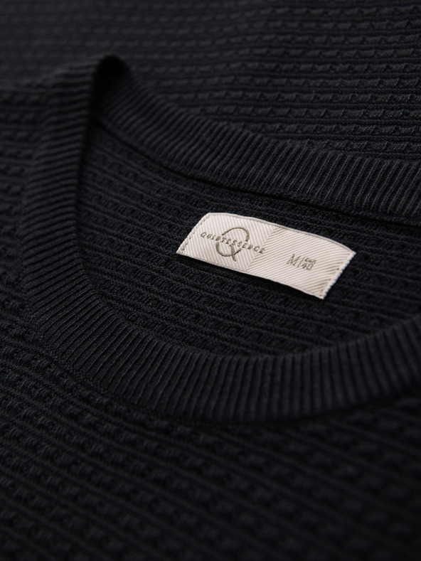 Ombre Clothing Tricou tricotat structurat pentru bărbați - negru