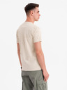 Ombre Clothing Tricou pentru bărbați cu imprimeu și decolteu rotund - crem