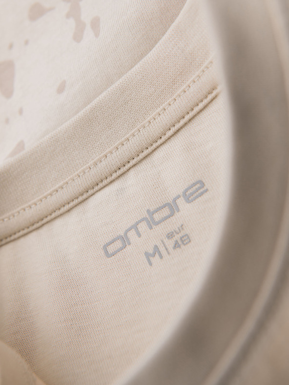 Ombre Clothing Tricou pentru bărbați cu imprimeu și decolteu rotund - crem