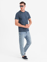 Ombre Clothing Tricou tricotat pentru bărbați cu imprimeu total - albastru marin