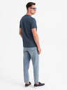 Ombre Clothing Tricou tricotat pentru bărbați cu imprimeu total - albastru marin