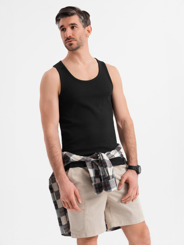Ombre Clothing Tricou basic din bumbac pentru bărbați - negru