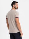 Ombre Clothing Tricou pentru bărbați cu inserții contrastante și decolteu în V - bej