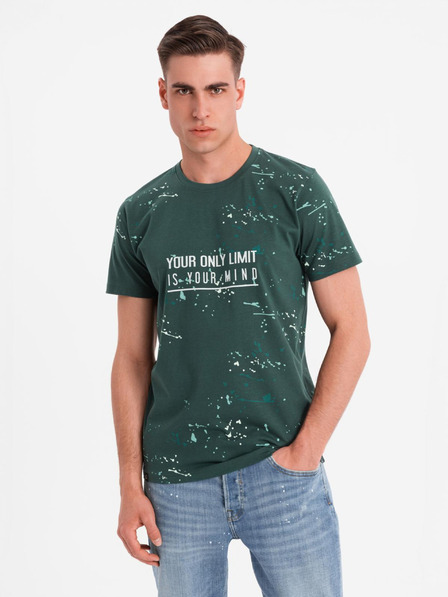 Ombre Clothing Tricou pentru bărbați cu imprimeu și decolteu rotund - verde