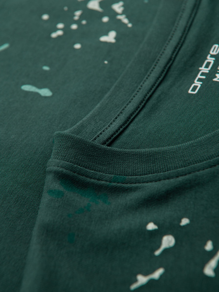 Ombre Clothing Tricou pentru bărbați cu imprimeu și decolteu rotund - verde
