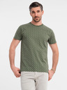 Ombre Clothing Tricou tricotat pentru bărbați cu imprimeu total - măsliniu