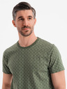 Ombre Clothing Tricou tricotat pentru bărbați cu imprimeu total - măsliniu