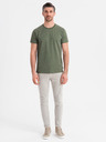Ombre Clothing Tricou tricotat pentru bărbați cu imprimeu total - măsliniu