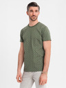 Ombre Clothing Tricou tricotat pentru bărbați cu imprimeu total - măsliniu