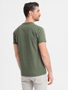 Ombre Clothing Tricou tricotat pentru bărbați cu imprimeu total - măsliniu