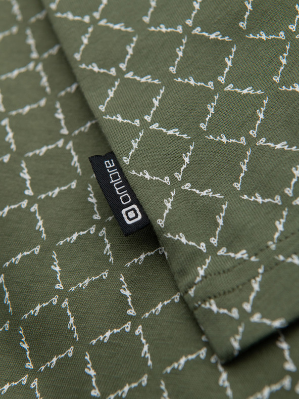 Ombre Clothing Tricou tricotat pentru bărbați cu imprimeu total - măsliniu