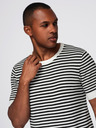 Ombre Clothing Tricou tricotat în dungi marinărești pentru bărbați cu țesătură perforată - alb-negru