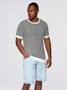 Ombre Clothing Tricou tricotat în dungi marinărești pentru bărbați cu țesătură perforată - alb-negru