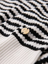 Ombre Clothing Tricou tricotat în dungi marinărești pentru bărbați cu țesătură perforată - alb-negru