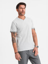 Ombre Clothing Tricou pentru bărbați cu inserții contrastante și decolteu în V - gri deschis