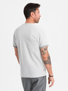 Ombre Clothing Tricou pentru bărbați cu inserții contrastante și decolteu în V - gri deschis