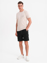 Ombre Clothing Tricou din bumbac pentru bărbați cu imprimeu și decolteu rotund - bej