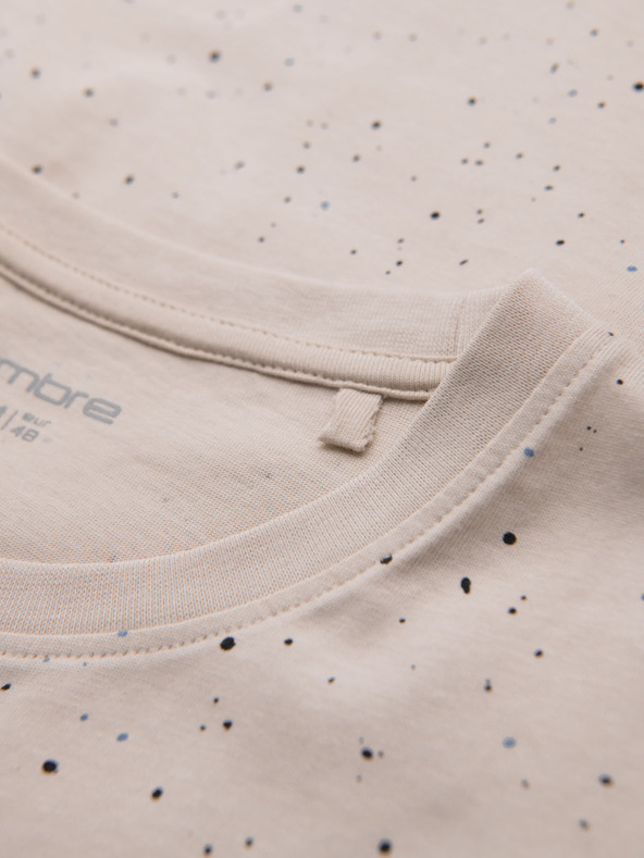 Ombre Clothing Tricou din bumbac pentru bărbați cu imprimeu și decolteu rotund - bej