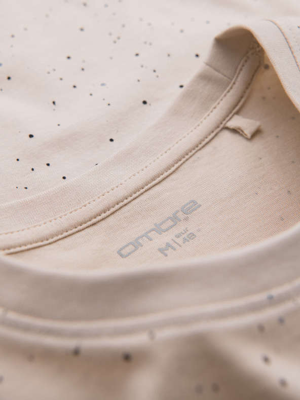 Ombre Clothing Tricou din bumbac pentru bărbați cu imprimeu și decolteu rotund - bej