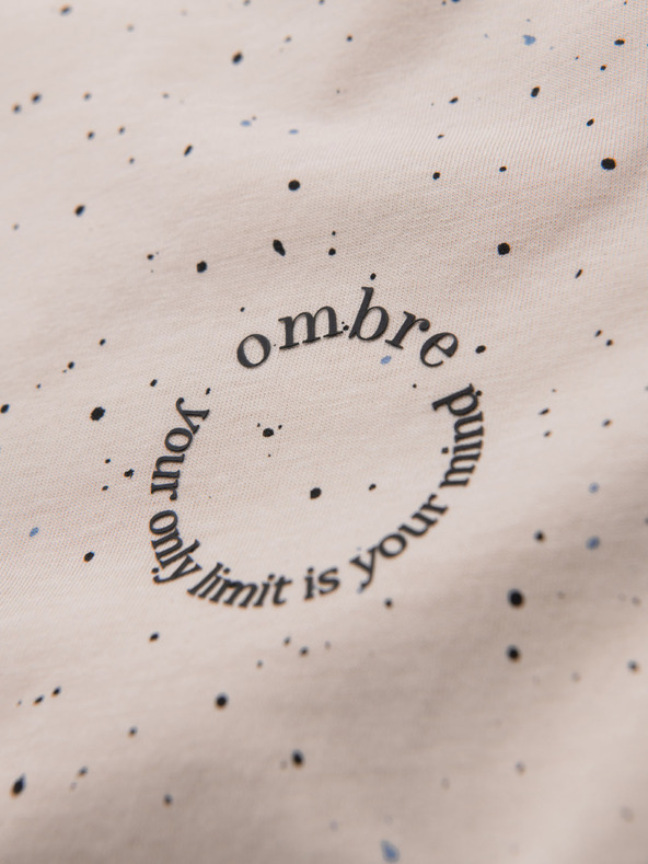 Ombre Clothing Tricou din bumbac pentru bărbați cu imprimeu și decolteu rotund - bej