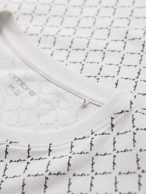 Ombre Clothing Tricou tricotat pentru bărbați cu imprimeu total - alb