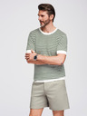 Ombre Clothing Tricou tricotat în dungi marinărești cu design perforat - măsliniu și alb