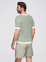Ombre Clothing Tricou tricotat în dungi marinărești cu design perforat - măsliniu și alb