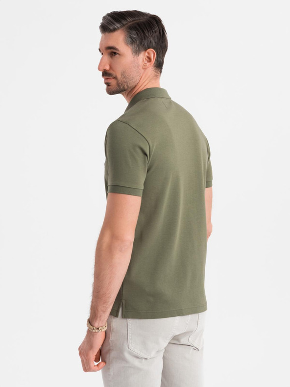 Ombre Clothing Tricou polo cu fermoar - măsliniu