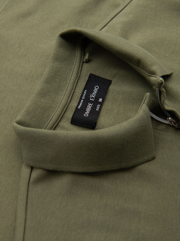 Ombre Clothing Tricou polo cu fermoar - măsliniu